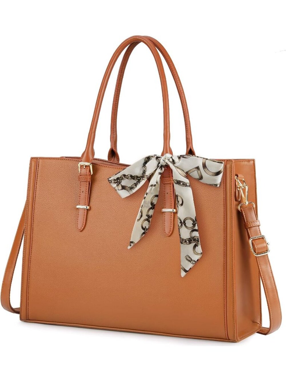 Women's Brown PU Leather Waterproof Bag Work for Office Travel Shoulder Bags